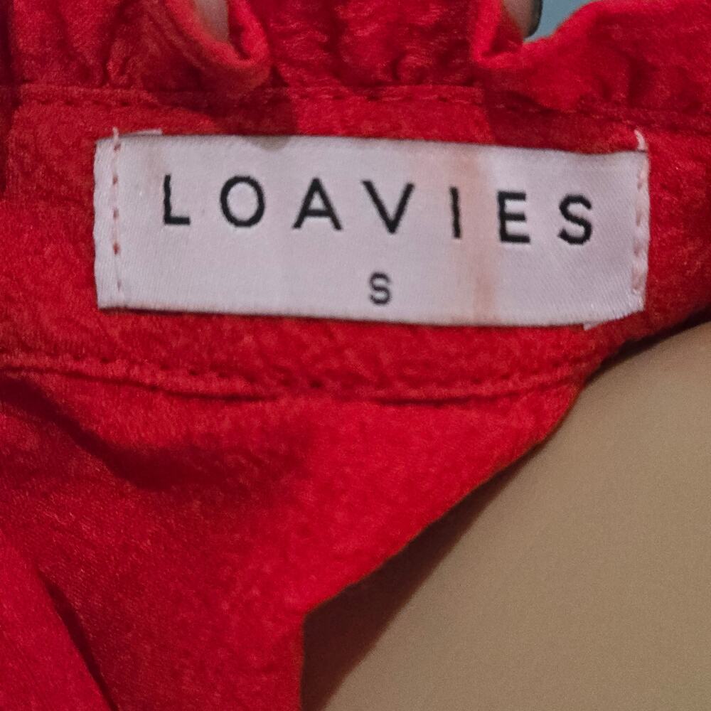Loavies Red Long Sleeve Mini Dress with Ruffles Small - Picture 5 of 6